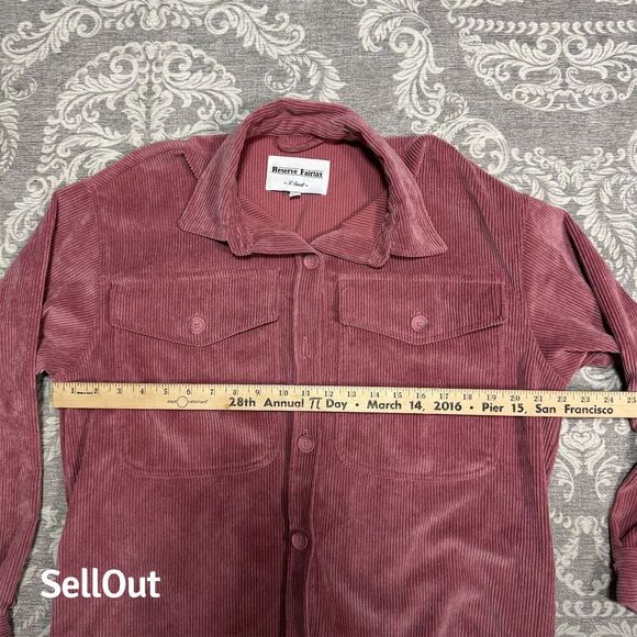 Women's Rose Corduroy Oversized Shirt Jacket Size XS Button-Down Casual Workwear - Picture 5 of 6